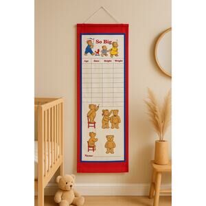 Vintage Teddy Bear Growth Chart – When I Grow Up & So Big – Fabric Nursery Décor